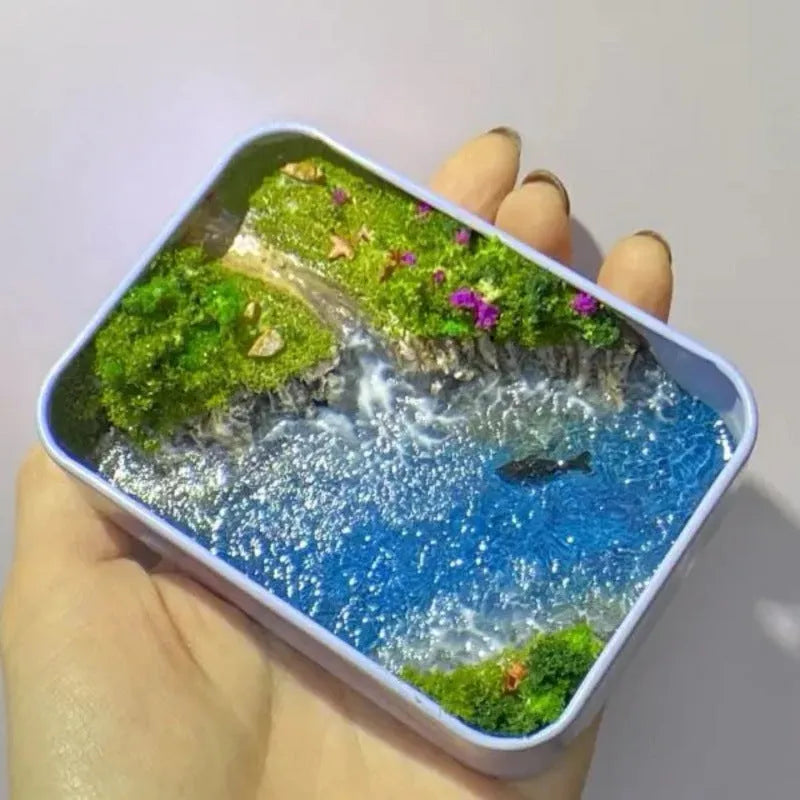 DIY bamboo marine landscape handmade model ornament with whale and island theme options