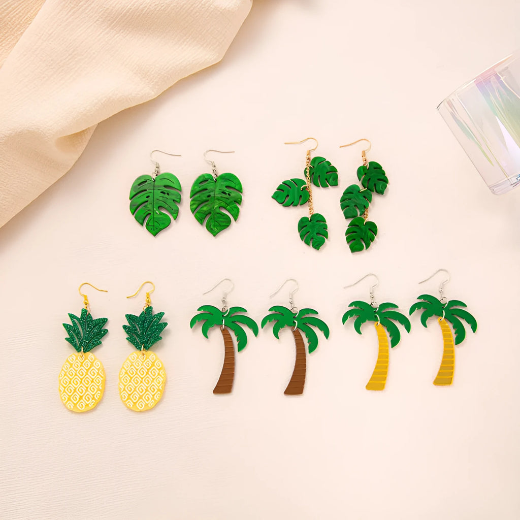 Alloy hook earrings with a blue acrylic jackfruit-shaped drop pendant.