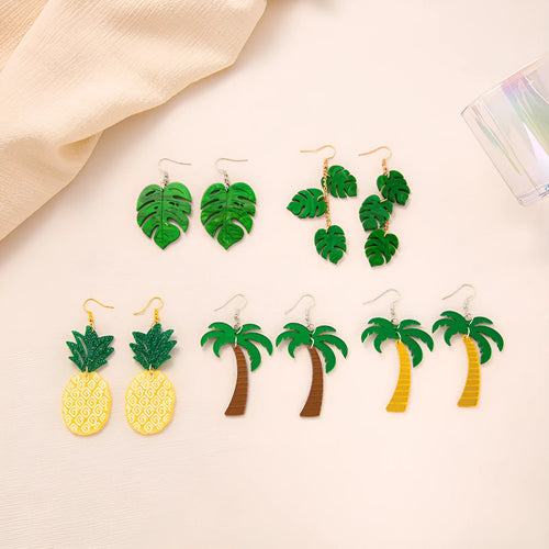 Alloy hook earrings with a blue acrylic jackfruit-shaped drop pendant.