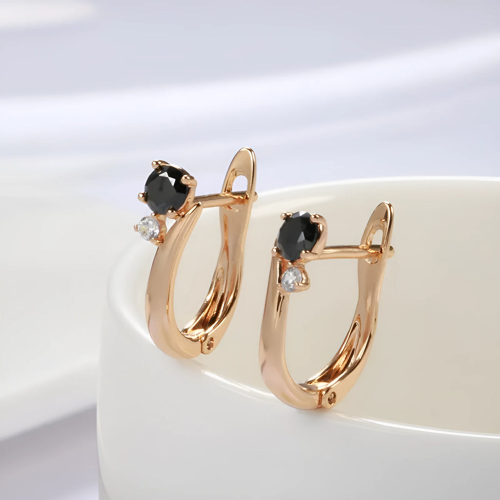 Gold retro geometric drop earrings for women with copper construction and gemstone accents.