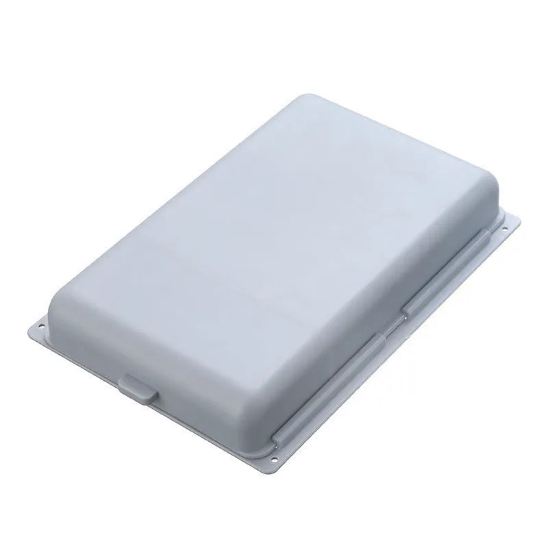 Plastic storage box with adhesive base for mounting under a table