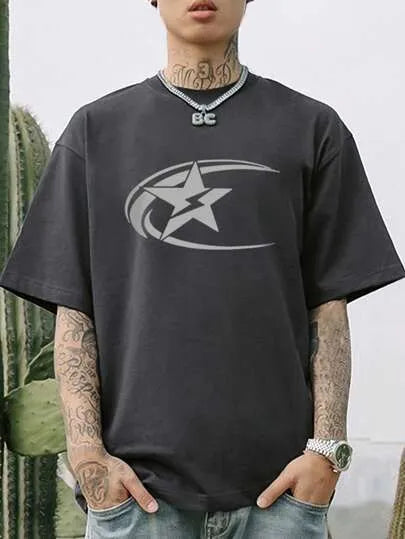 Men's solid colour pure cotton short sleeve T-shirt in Japanese retro style.