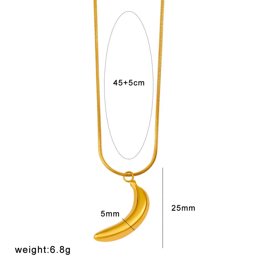 Stainless steel necklace with a colourful fruit-shaped pendant charm on a regular chain.