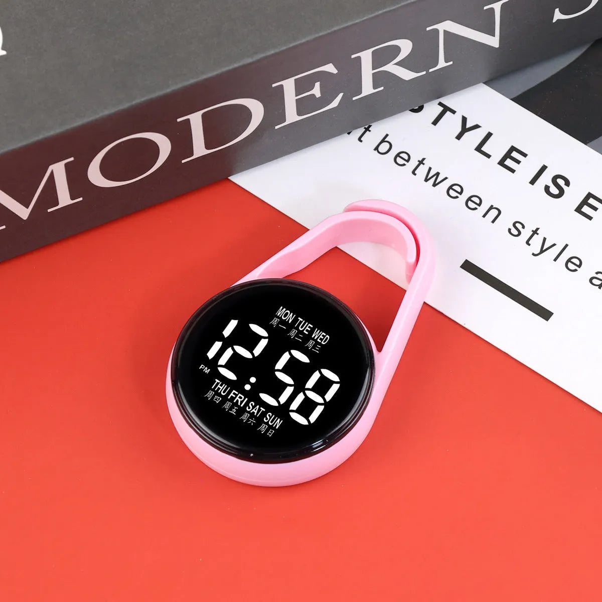 Electronic digital watch with luminous LED display and plastic waterproof casing