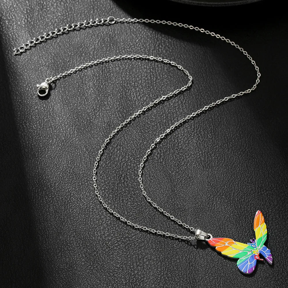 Stainless steel necklace with inspirational colour printing on the chain.
