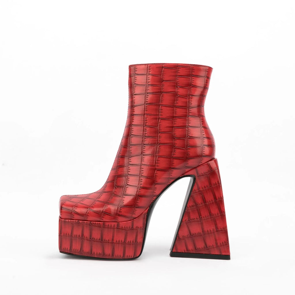 Women's solid color ankle boots with super high heel above 8cm in artificial PU material