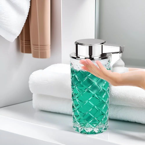 Automatic sensing soap dispenser with PET plastic shell and silver plating finish