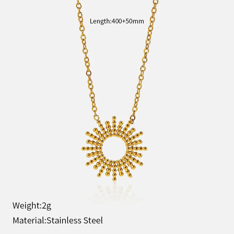 Sunflower Series 14K gold-plated jewellery set showing matching necklace and bracelet with geometric design