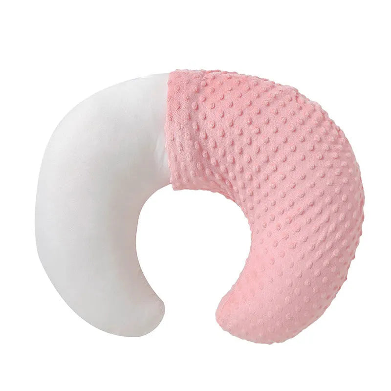 Multifunctional nursing pillow with grey, blue, pink, and yellow pillowcase covers for breastfeeding support.