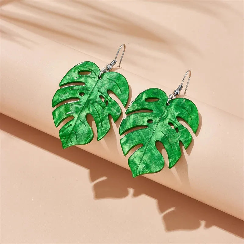 Alloy hook earrings with a blue acrylic jackfruit-shaped drop pendant.
