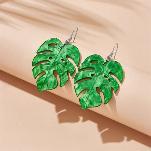 Alloy hook earrings with a blue acrylic jackfruit-shaped drop pendant.