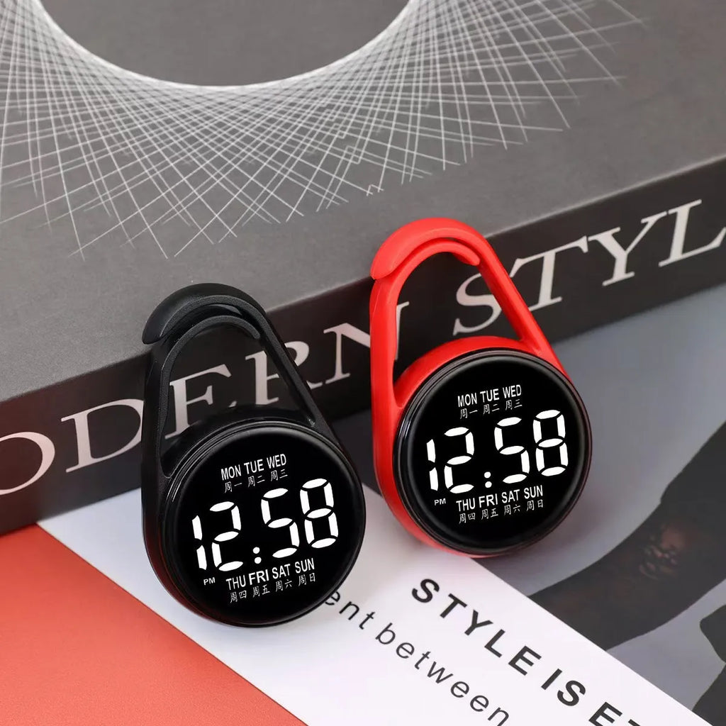 Electronic digital watch with luminous LED display and plastic waterproof casing