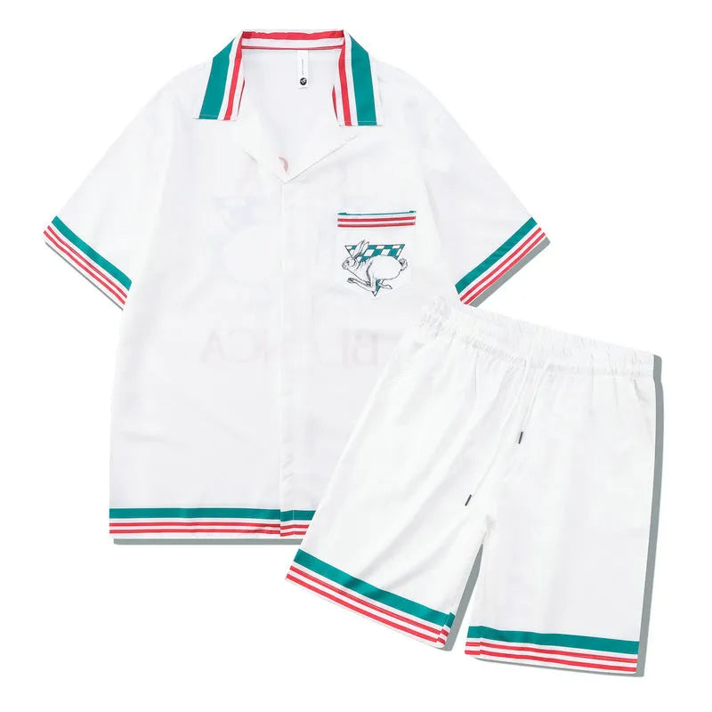 Plaid short sleeve shirt and trouser outfit for teenagers in European American style