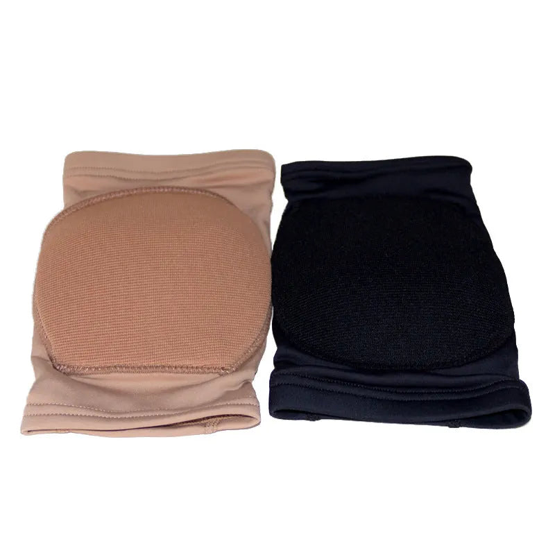 Black and skin colour ballet knee pads shown in five sizes from XS to XL for knee protection