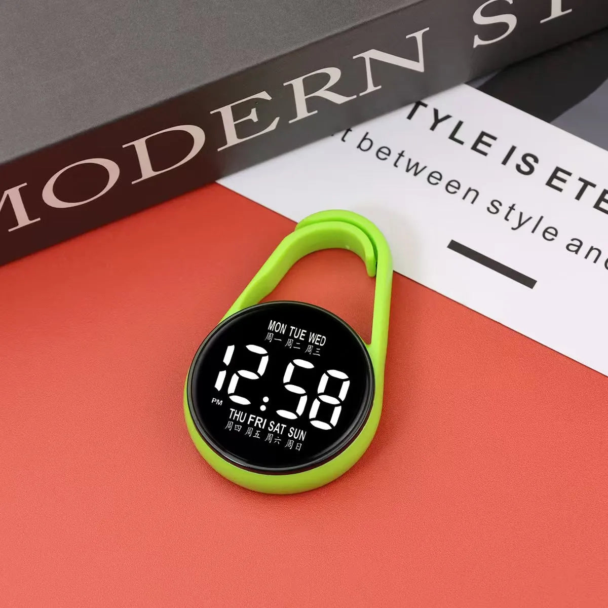 Electronic digital watch with luminous LED display and plastic waterproof casing