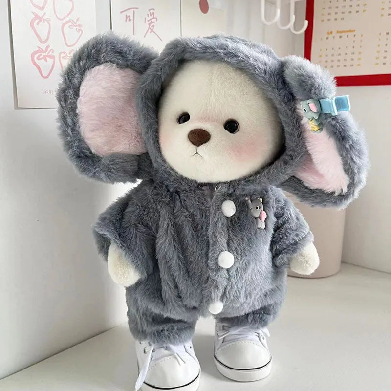 Grey elephant pattern plush jumpsuit for 30cm Lina Bear teen dolls