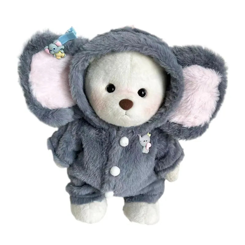 Grey elephant pattern plush jumpsuit for 30cm Lina Bear teen dolls