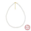 Women's adjustable freshwater pearl necklace in sterling silver with 6-7mm natural pearls