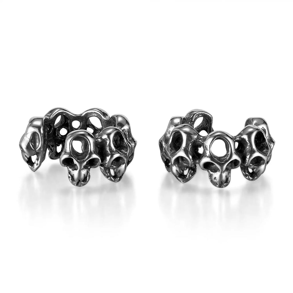 Stainless steel hollow skull design earrings with electroplated GE990-steel ear clips.