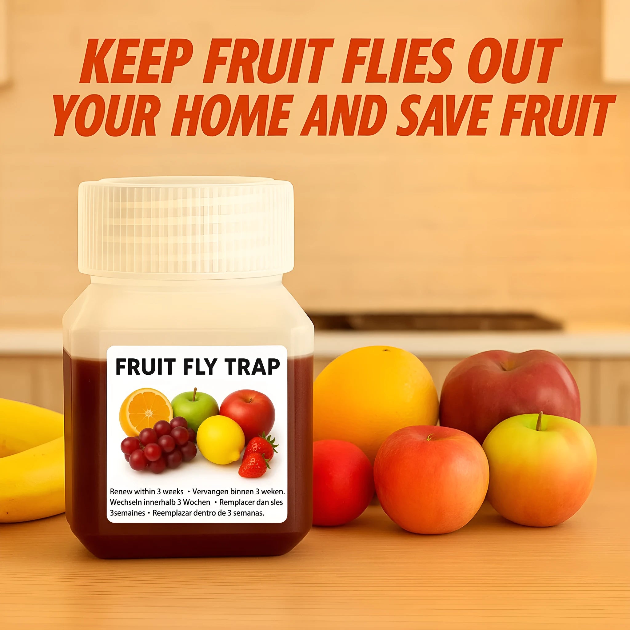 30ml bottle of SK003 fruit fly bait liquid with specification options including funnel variants