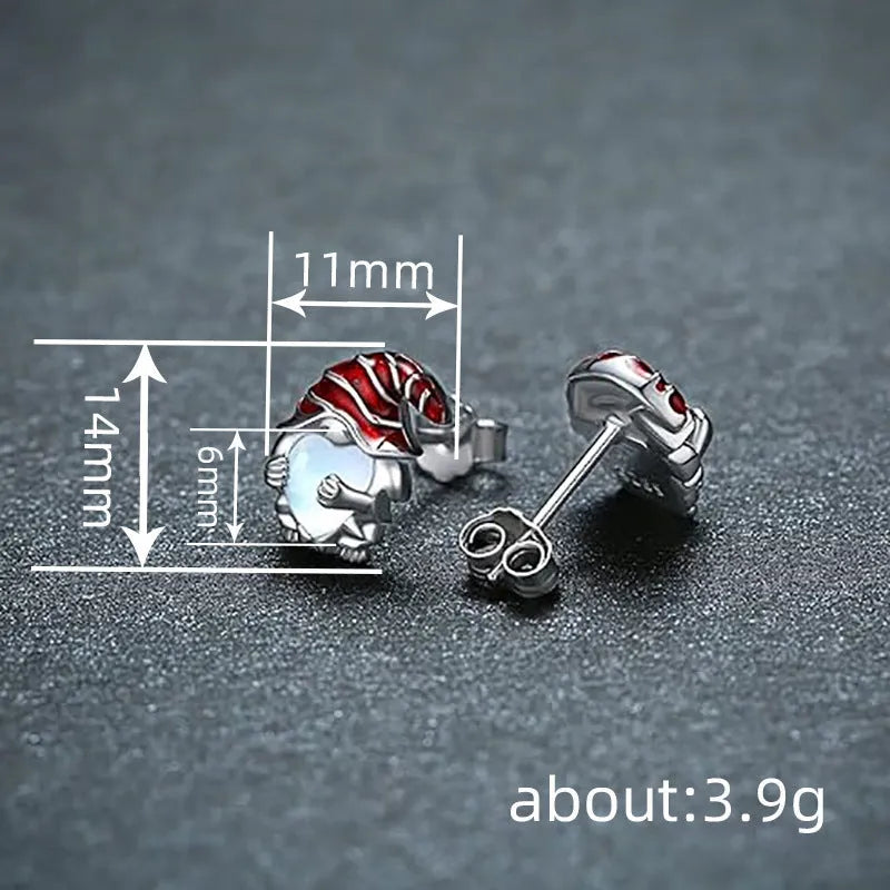 Women's Santa Claus heart-shaped earrings with white gold electroplated finish on copper