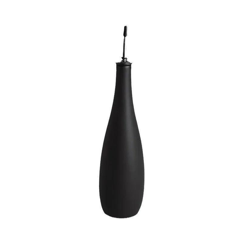 Ceramic oil pot with funnel for kitchen use in black, coffee, or white colour