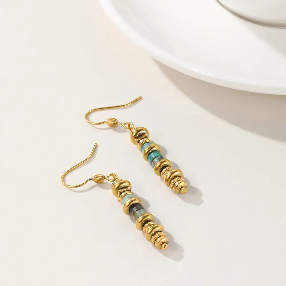 Titanium steel geometric dangle earrings in European and American retro style for women