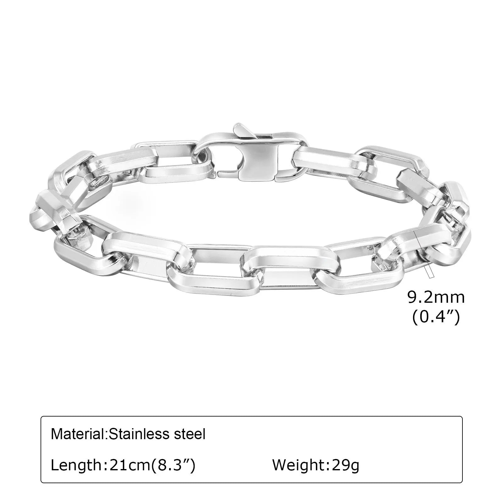 Men's titanium steel square link bracelet in electroplated black finish with geometric design