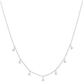 925 silver drop-shaped artificial zircon pendant necklace with an O-shaped chain on a model, showing the adjustable length.