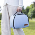Insulated lunch bag with bento compartment in textured cloth material