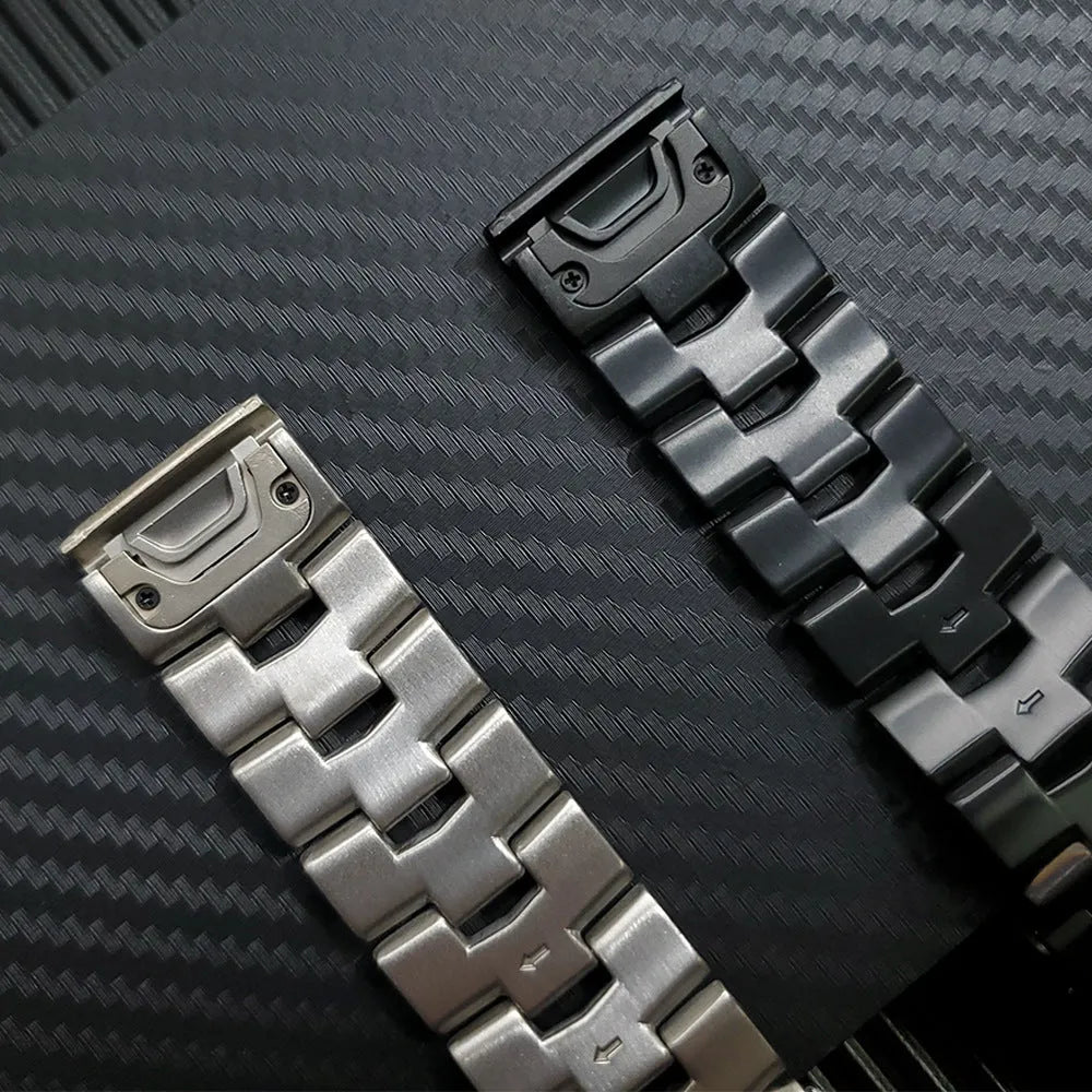 Garmin Fenix series watch strap replacement in silver, black, Titanium colour for 22mm or 26mm widths