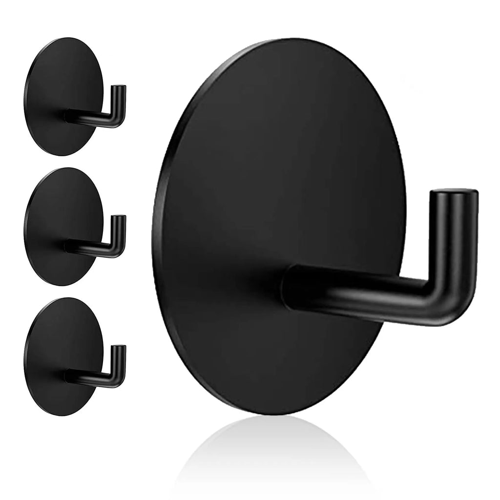 Stainless steel self-adhesive wall hook in black and polished finishes