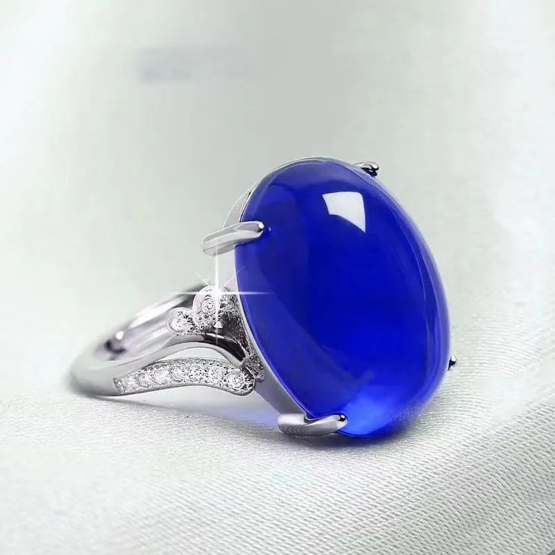 Adjustable natural sapphire ring with geometric ethnic design in multiple colour options