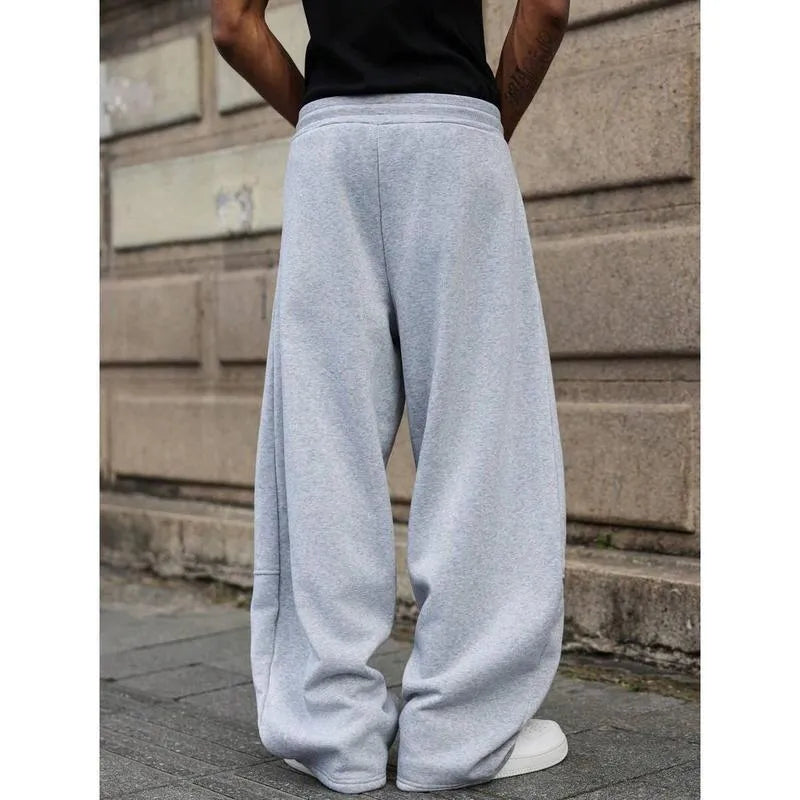 Men's high waist straight-leg casual trousers in a thin bamboo fibre fabric, shown in a cropped length.