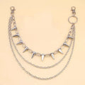 Silver double-layer metal trousers chain with rivet details, 115cm length