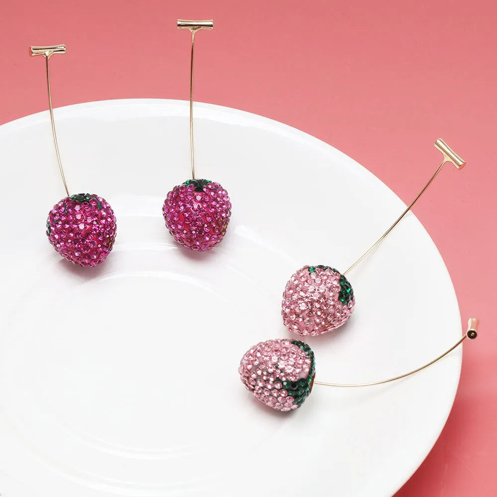Women's spot drill strawberry earrings in zinc alloy with geometric design