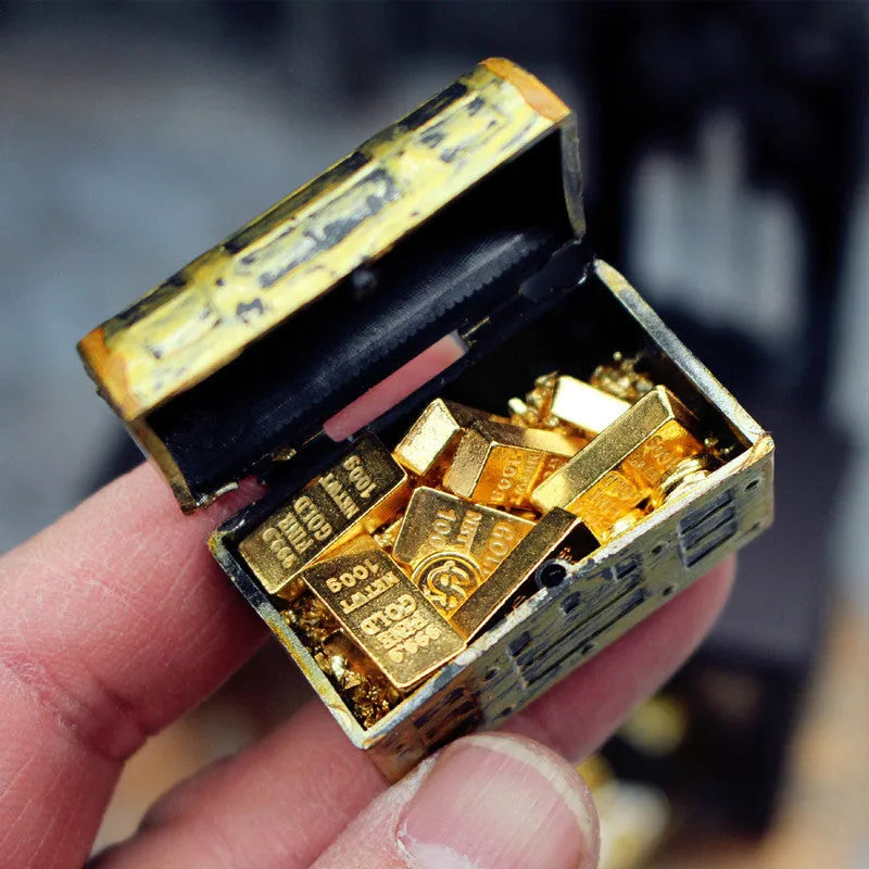 Alloy gold coin treasure box miniature accessory with gold bars and ingots for doll house displays