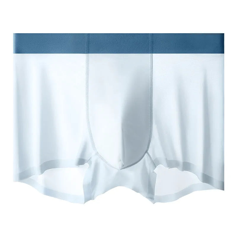 Men's Ice Silk graphene antibacterial shorts in bean green colour showing seamless design