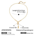 Classic 18K gold stainless steel necklace with white diamond eight-pointed stars on a regular chain