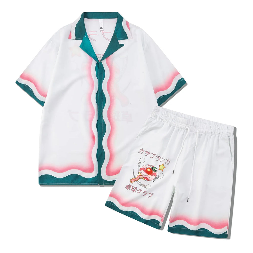 Plaid short sleeve shirt and trouser outfit for teenagers in European American style