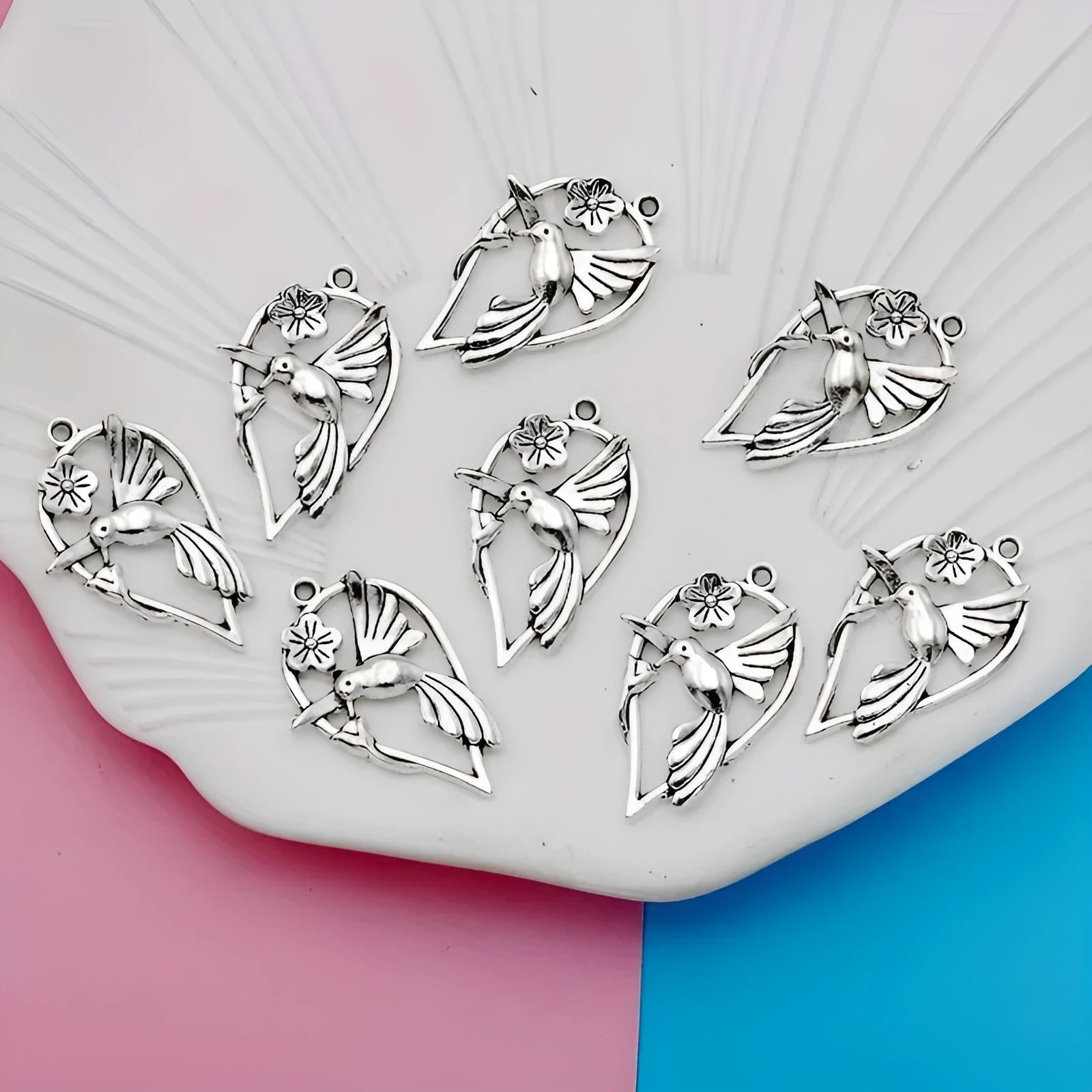 Magpie cuckoo pendant charm with electroplated finish for DIY jewellery making