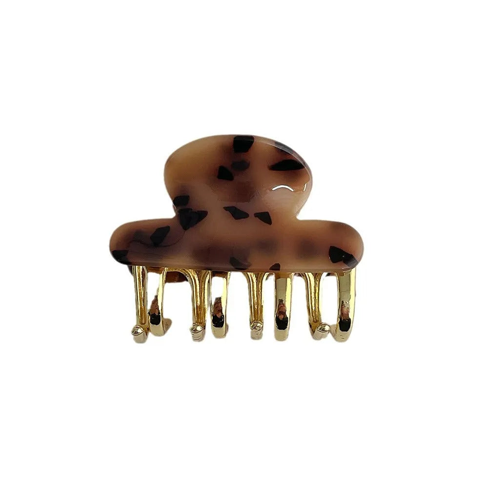 Metal grip hair barrettes in beige, white, ink colour and leopard print R08 options