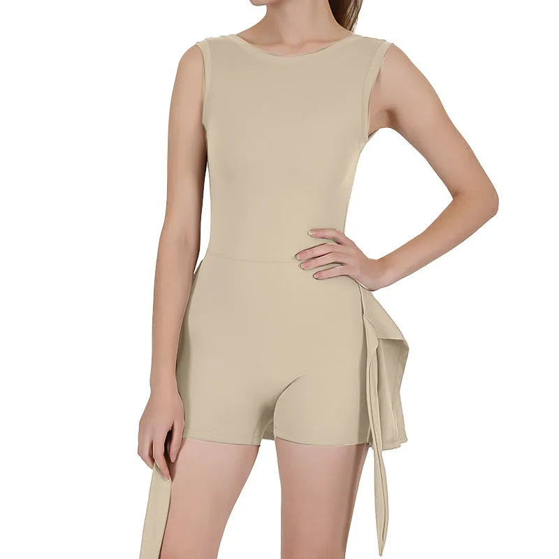 Women's brown polyester sports skirt dress with a shaping back design.