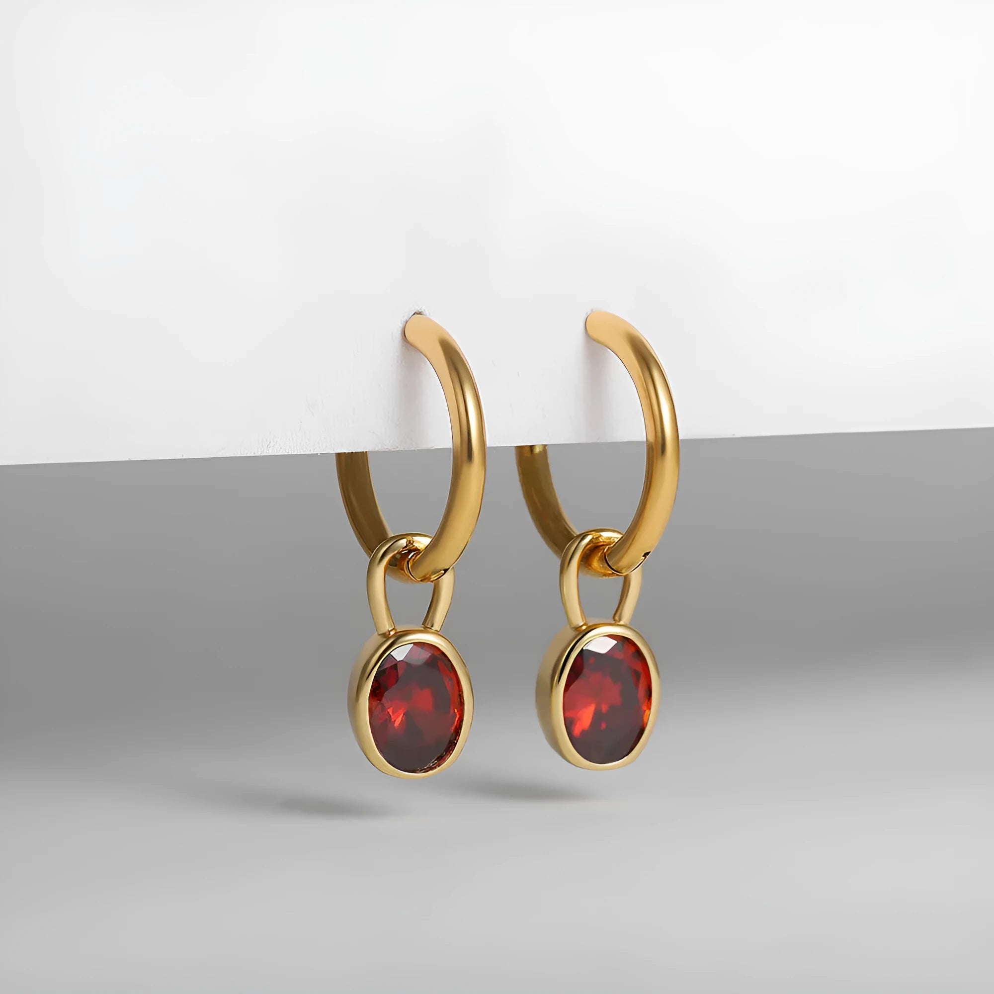 Women's retro oval zircon earrings in copper showing elliptical design