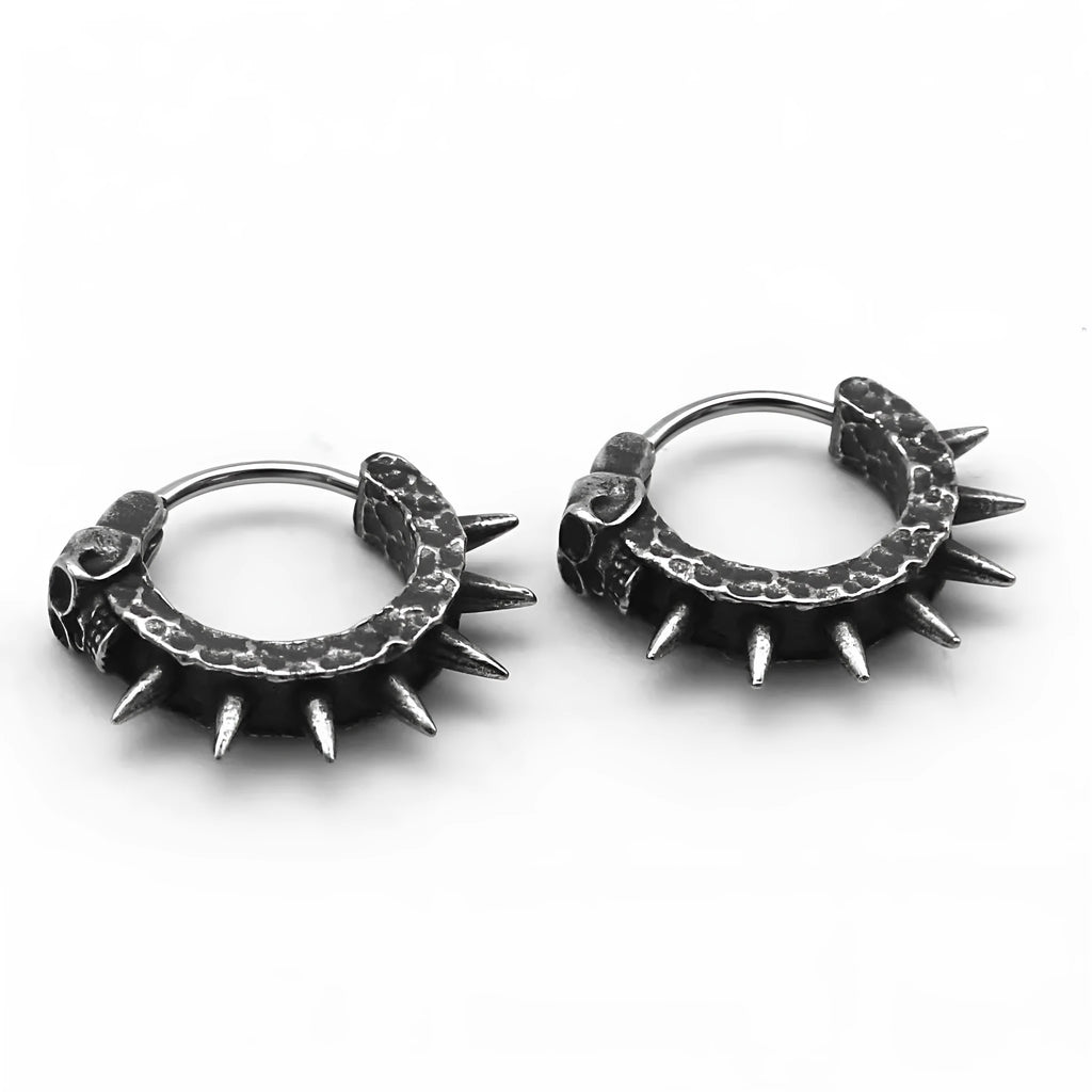 Geometric alloy earrings with punk motorcycle design in retro black copper colour