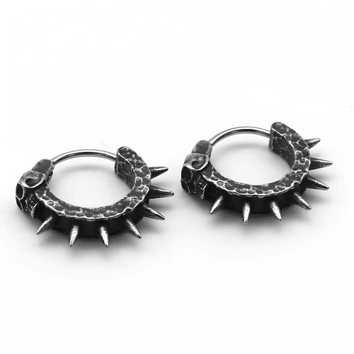 Geometric alloy earrings with punk motorcycle design in retro black copper colour