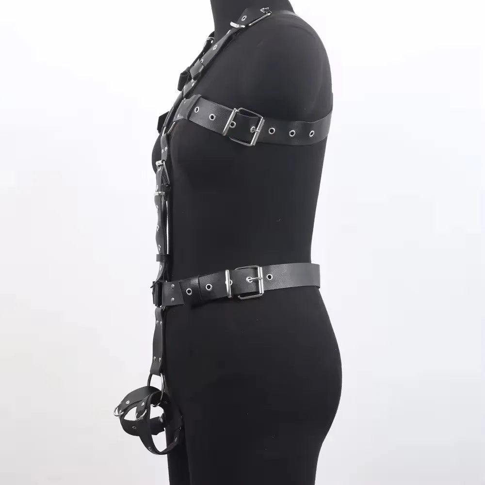 Black imitation leather shapewear belt with thin width and pin buckle fastening