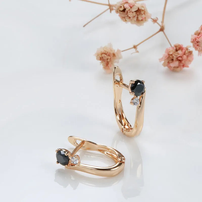 Gold retro geometric drop earrings for women with copper construction and gemstone accents.