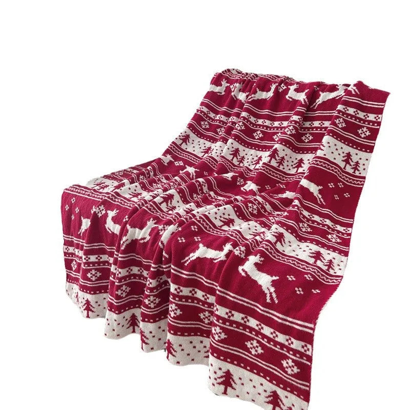 Christmas blanket with cartoon reindeer pattern decorative throw