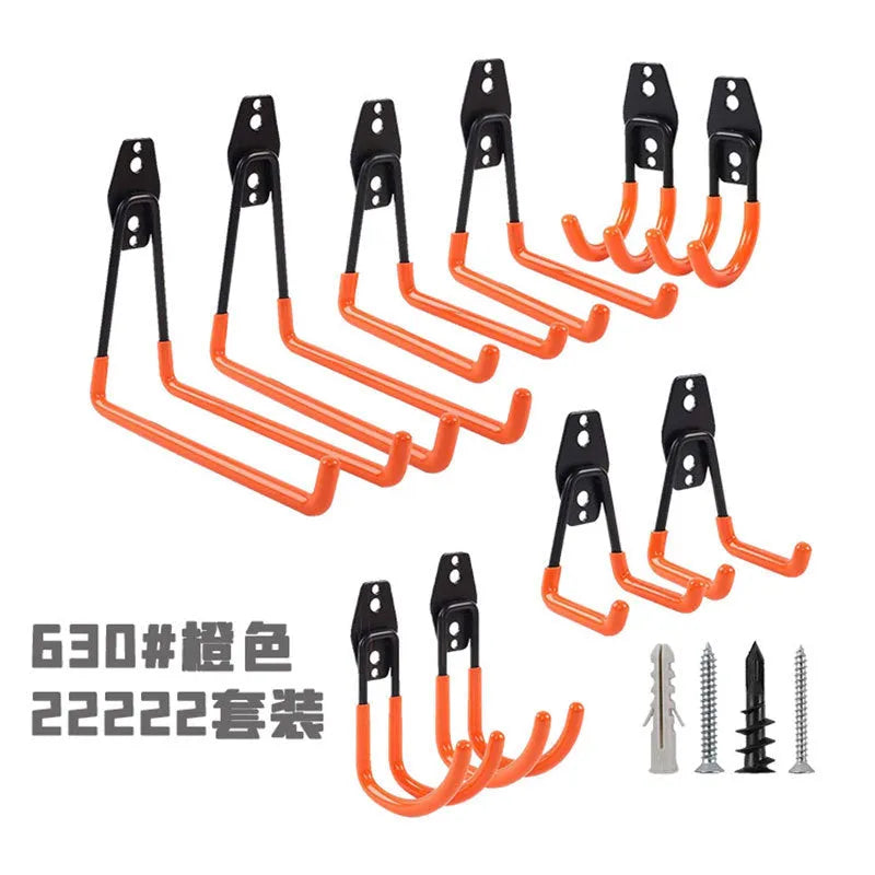 Carbon steel fixed storage hook for wire-wrap board, shown in bright orange